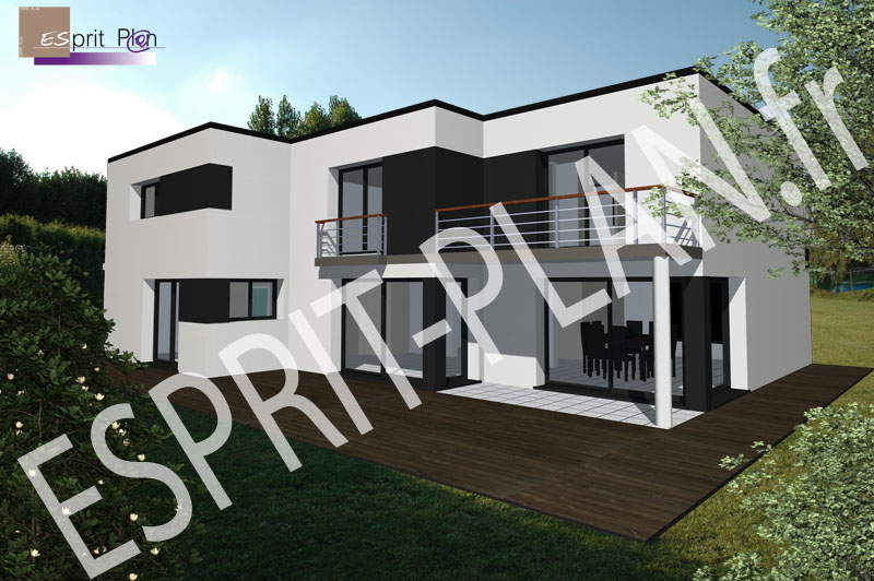 plan maison contemporaine forme l